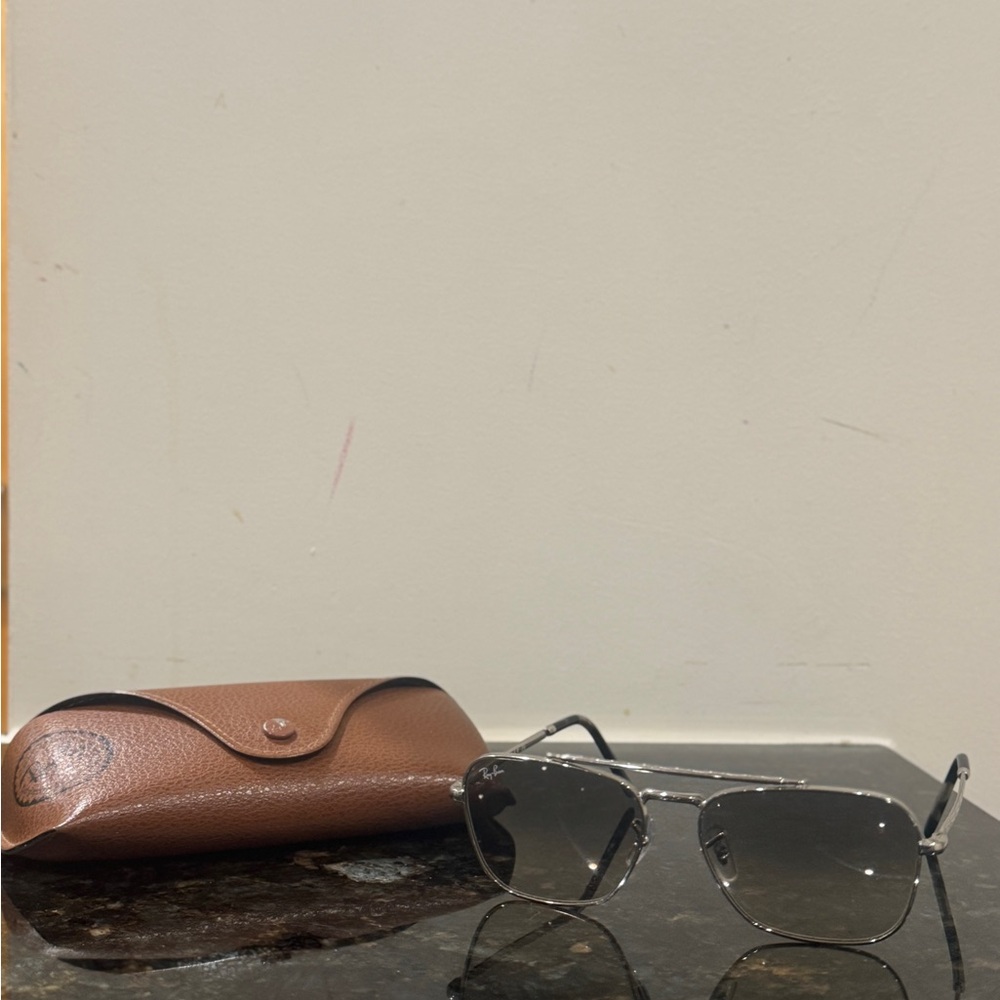 Ray-Ban Black and Silver Sunglasses 55mm